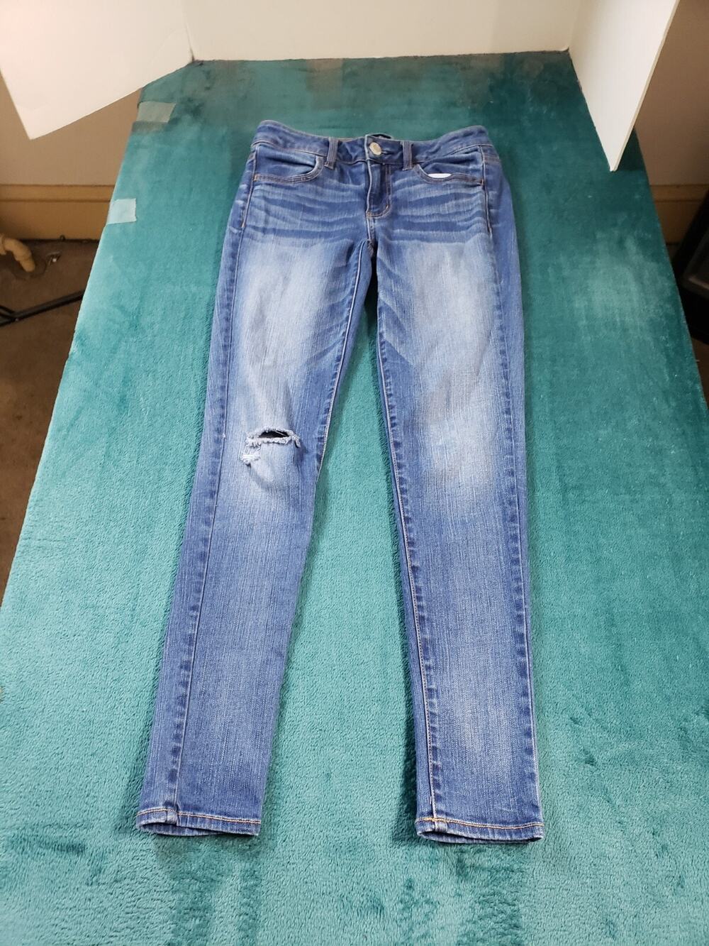 American Eagle Jeans Size 4 Womens Blue Stretch Pants Denim Mid Rise Jegging